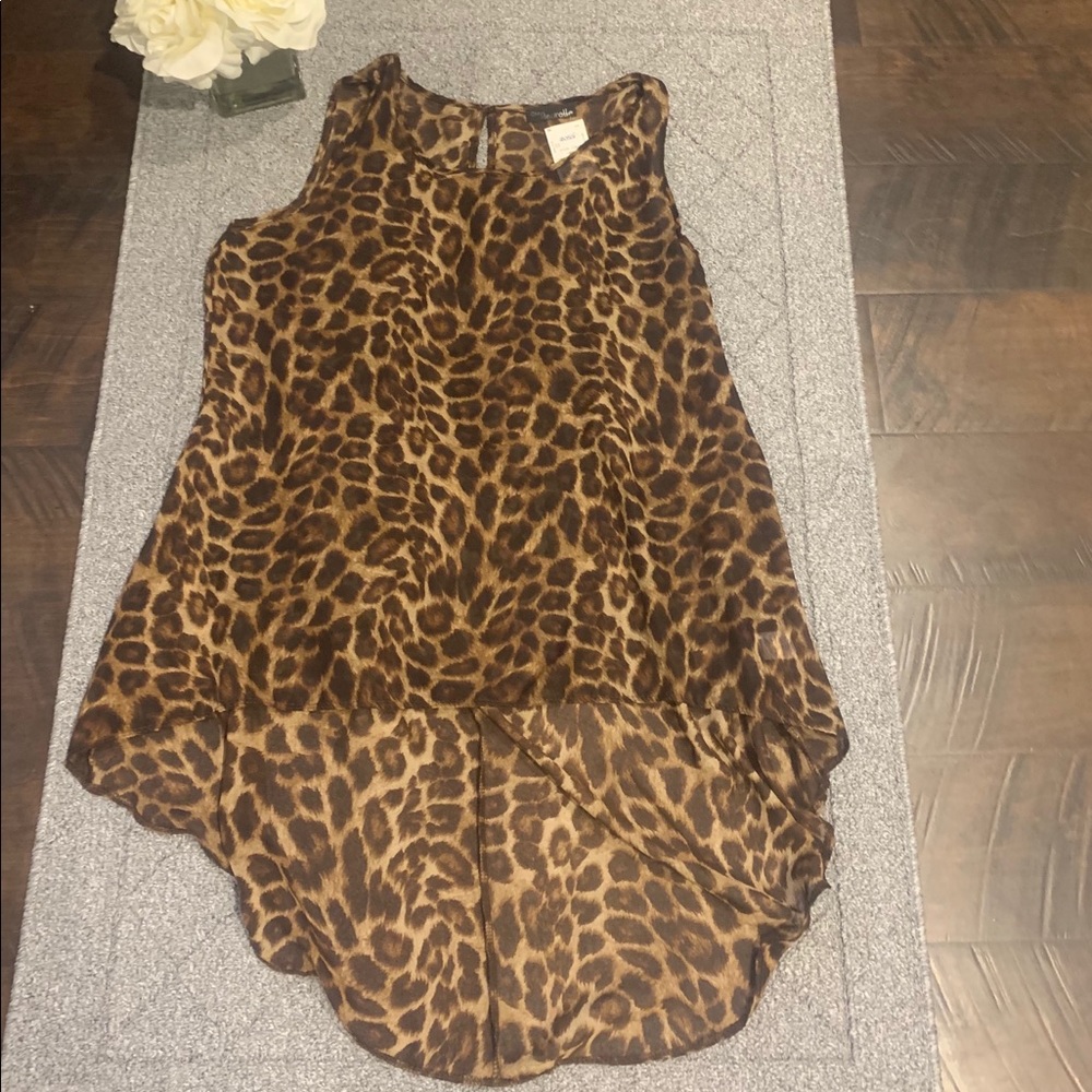 Leopard Sheer High Low Tunic